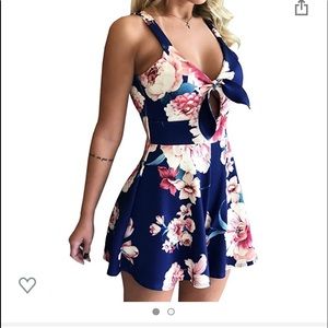 Navy Blue Floral Romper